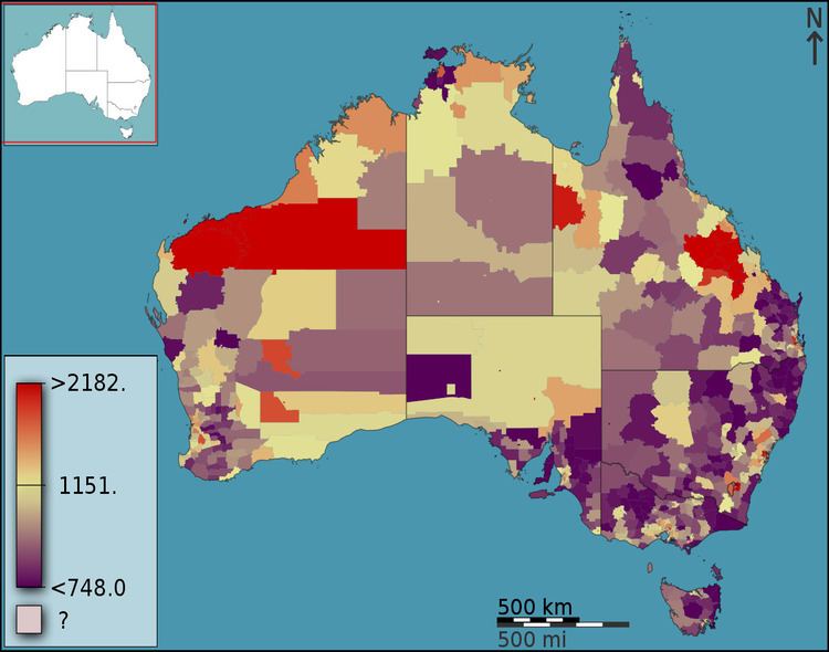 Median household income in Australia and New Zealand