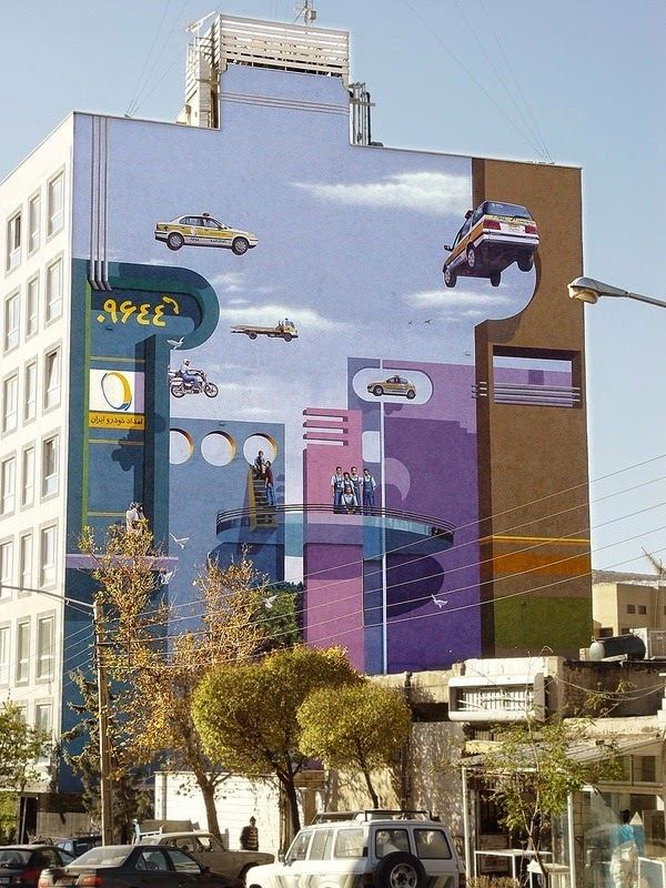 Mehdi Ghadyanloo Mehdi Ghadyanloo39s Playful Street Art in Tehran Amusing Planet