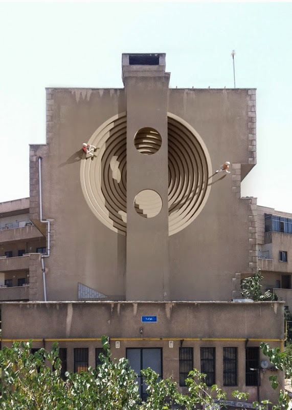 Mehdi Ghadyanloo Mehdi Ghadyanloo39s Playful Street Art in Tehran Amusing Planet