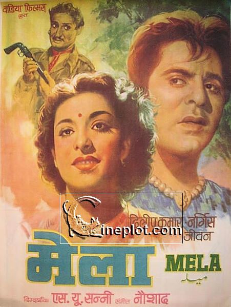 Mela 1948 Vintage Poster Starring Dilip Kumar Nargis and Jeevan