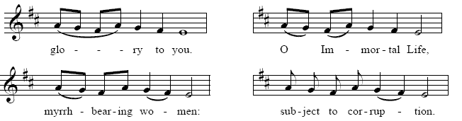 Melodic pattern Prostopinije melodies for troparia