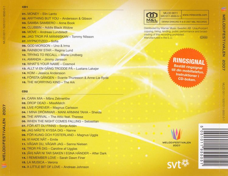Melodifestivalen 2007 COVERSBOXSK melodifestivalen 2007 high quality DVD Blueray