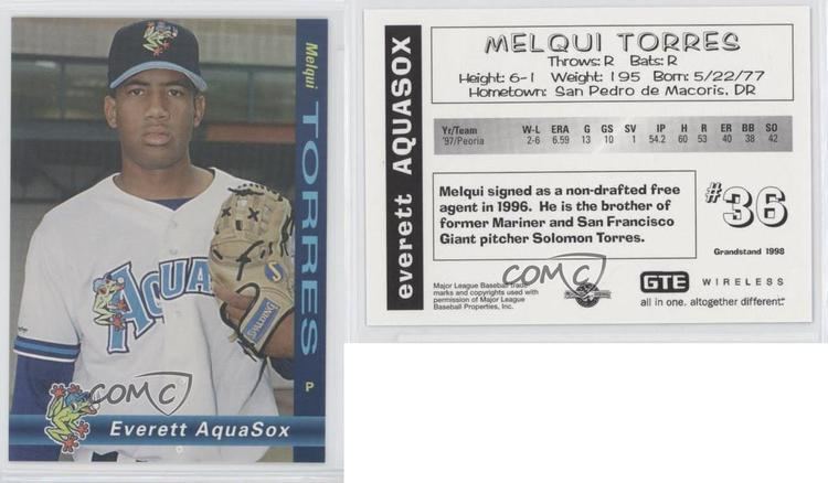 Melqui Torres 1998 Grandstand Everett AquaSox 36 Melqui Torres Rookie Baseball
