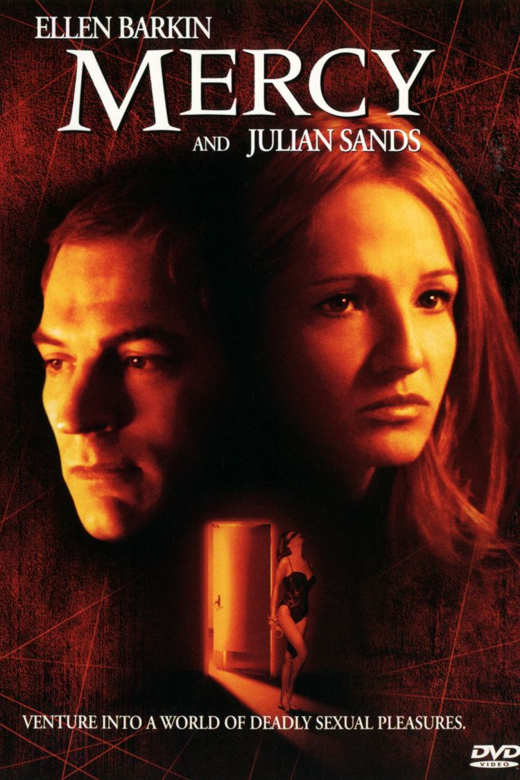 A movie poster of the 2000 film "Mercy" starring Ellin Barkin and Julian Sands