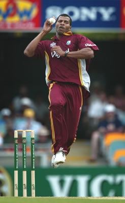 West Indies pacer Mervyn Dillon bowling