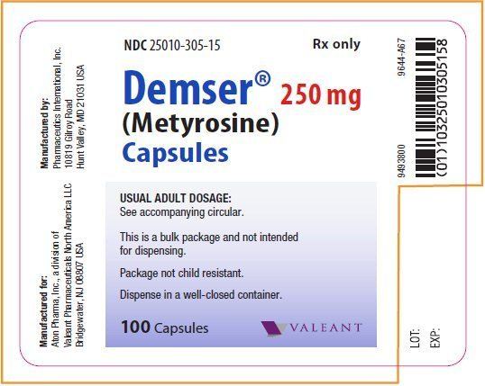 Metirosine Demser FDA prescribing information side effects and uses