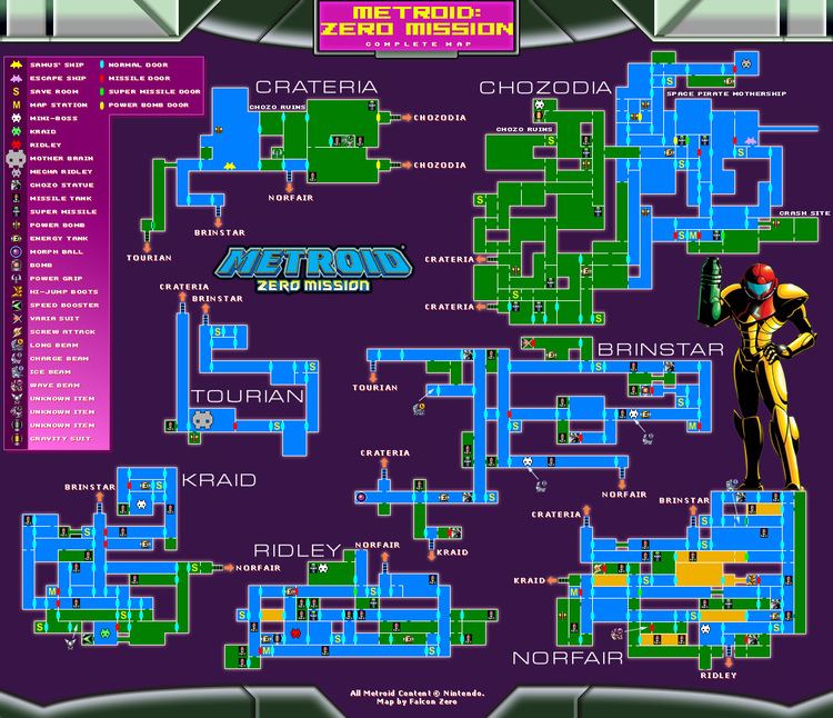 Metroid: Zero Mission Game maps Metroid Zero Mission Metroid Recon