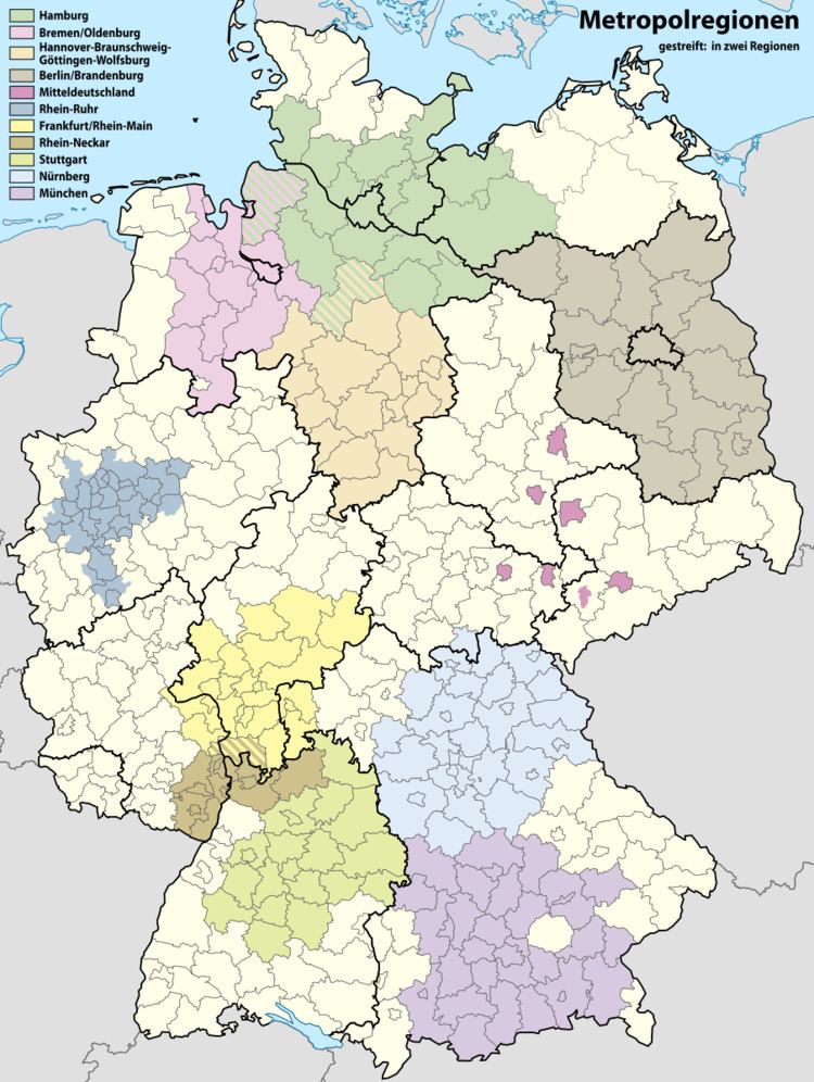 Metropolitan regions in Germany