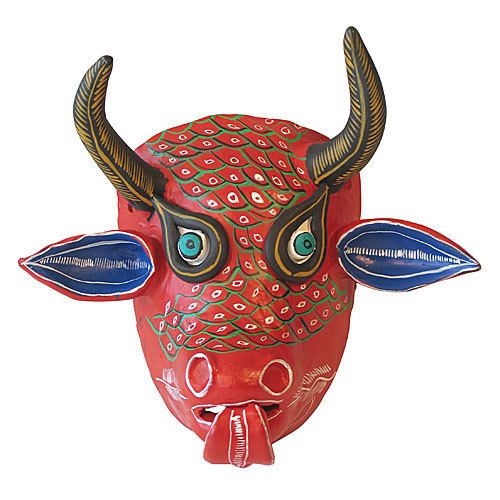 Mexican mask-folk art Mexican Folk Art Masks Painted Clay and Coconut Masks