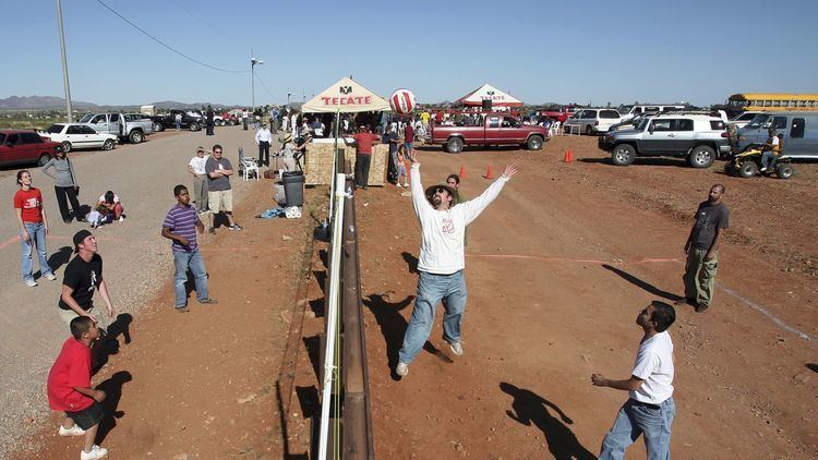 Mexico–United States border Locals are using the USMexico border fence as a giant volleyball