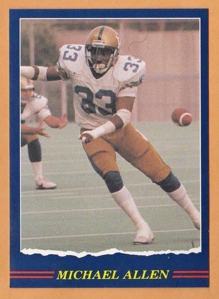 Michael Allen (Canadian football) Michael Allen CFL card 1989 Jogo 97 Winnipeg Blue Bombers Carleton