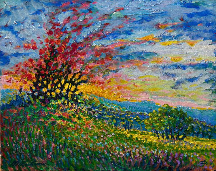 Michael Gross (artist) Ruby Tree Ablaze Painting by Michael Gross