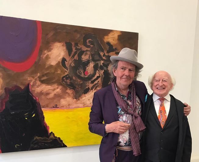 Artist Michael Mulcahy and President Michael D Higgins. Credit: Taylor Galleries