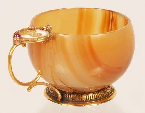 Michael Perkhin FABERGE Gold and Agate Cup by MICHAEL PERCHIN For Sale at