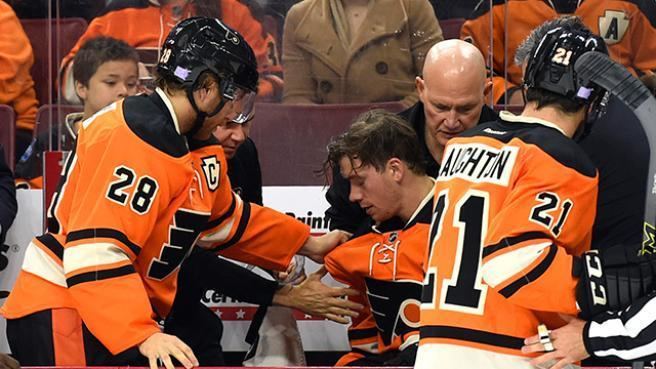 Michael Raffl After scary incident on bench Michael Raffl returns to practice