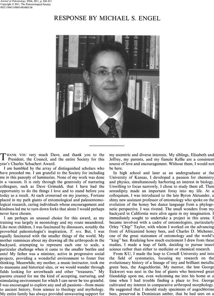 Michael S. Engel Response by Michael S Engel Journal of Paleontology Cambridge Core