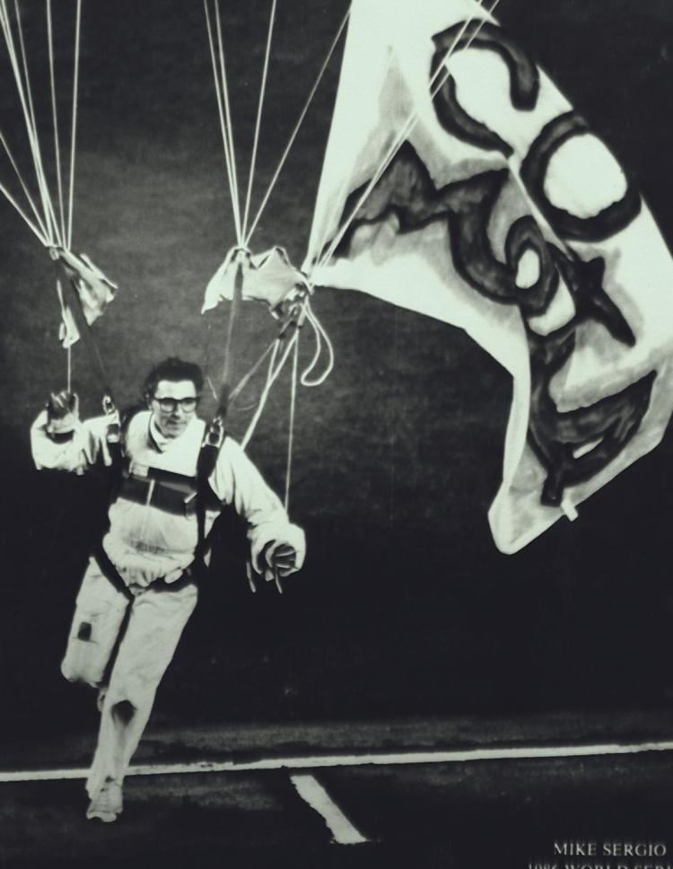 Michael Sergio Michael Sergio parachutes into Game 6 of the 1986 World Series NY