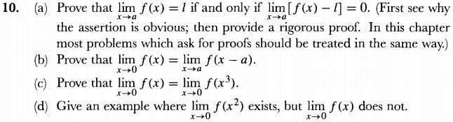 Michael Spivak limits How to answer the question from Calculus by Michael Spivak