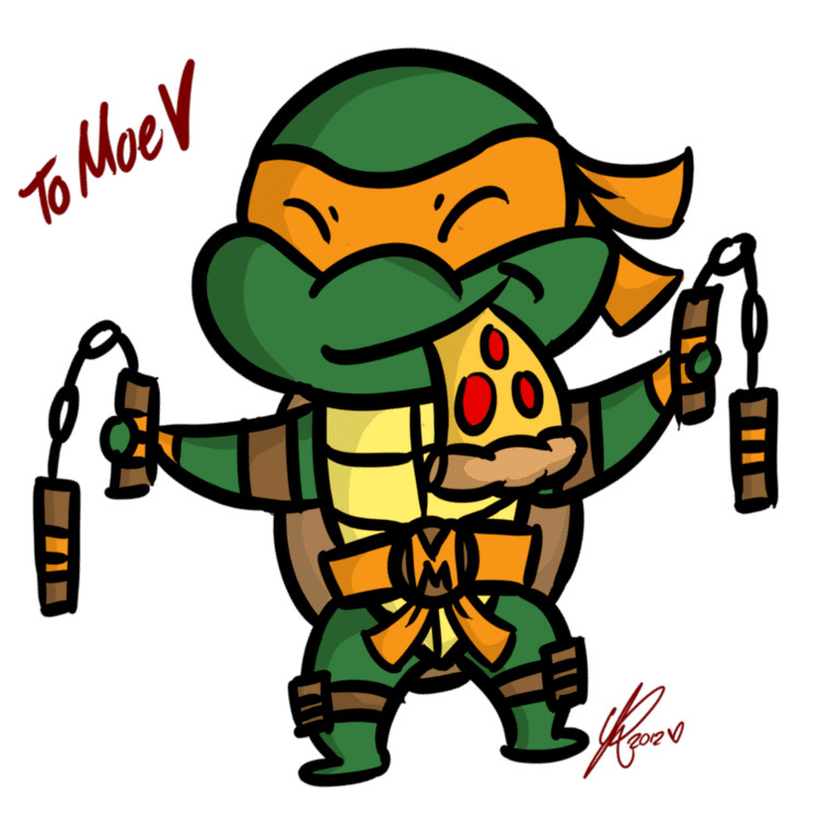 Michelangelo (Teenage Mutant Ninja Turtles) drawing with autograph