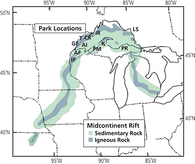 Midcontinent Rift System Using Lake Superior parks to explain the Midcontinent Rift