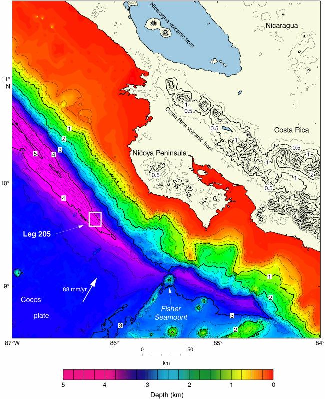 Middle America Trench Figure F2 Bathymetric map of the Middle America Trench offshore the