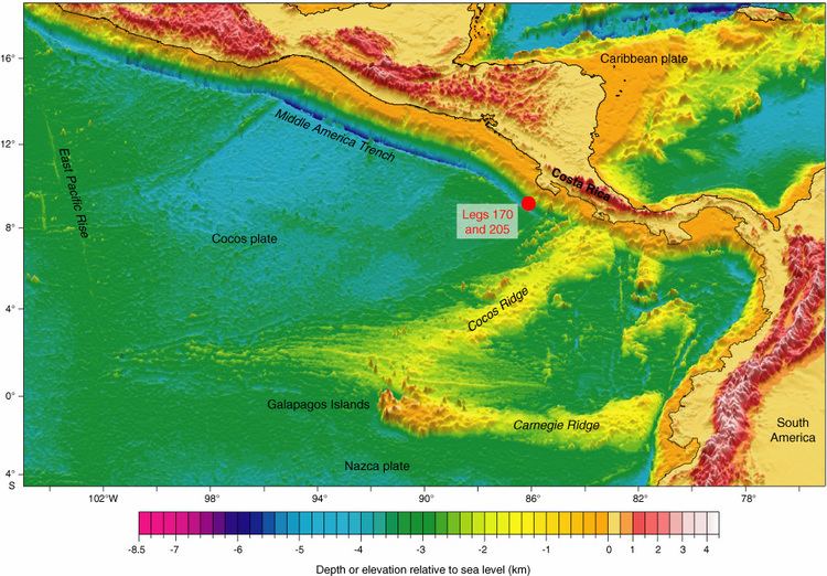 Middle America Trench Figure F1 Bathymetric map of the eastern central Pacific showing