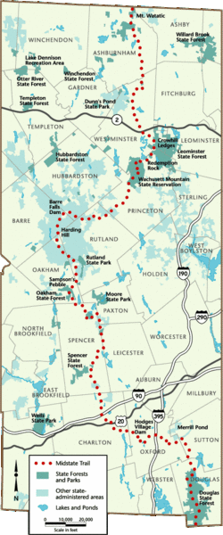 Midstate Trail (Massachusetts) Midstate Trail Map North Woods Massachusetts mappery