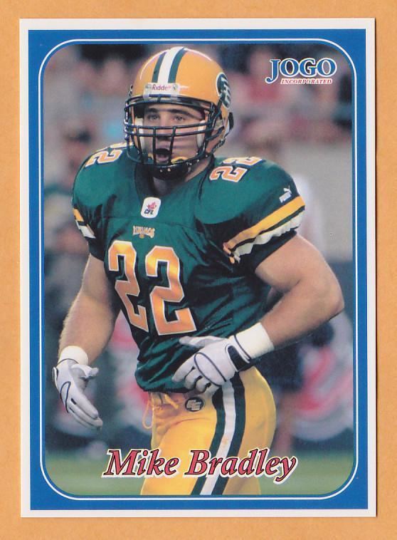 Mike Bradley (Canadian football) Mike Bradley CFL card 2003 Jogo 33 Edmonton Eskimos Waterloo