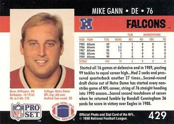 1986 McDonald's Atlanta Falcons - Full Game Pieces: Week 4 Green Tab #NNO  Mike Gann