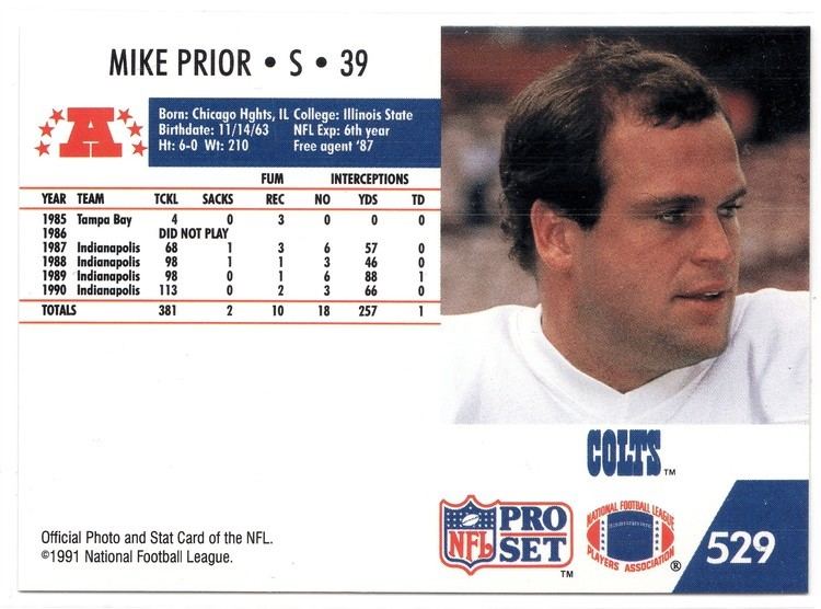 Mike Prior Quick Look 1991 Pro Set Mike Prior 529A Missing Text