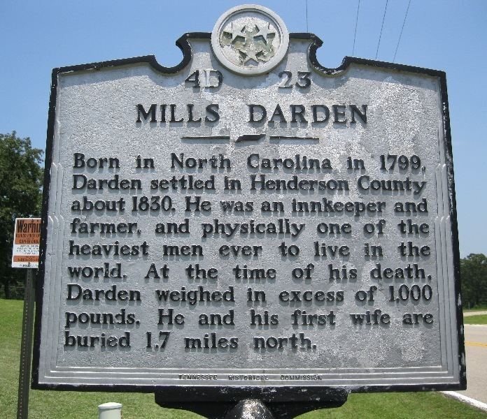 Mills Darden's historical marker located on the roadside of Darden, Tennessee