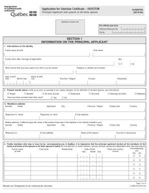 Ministry of Immigration, Diversity and Inclusion quebec immigration application form for a selection certificate