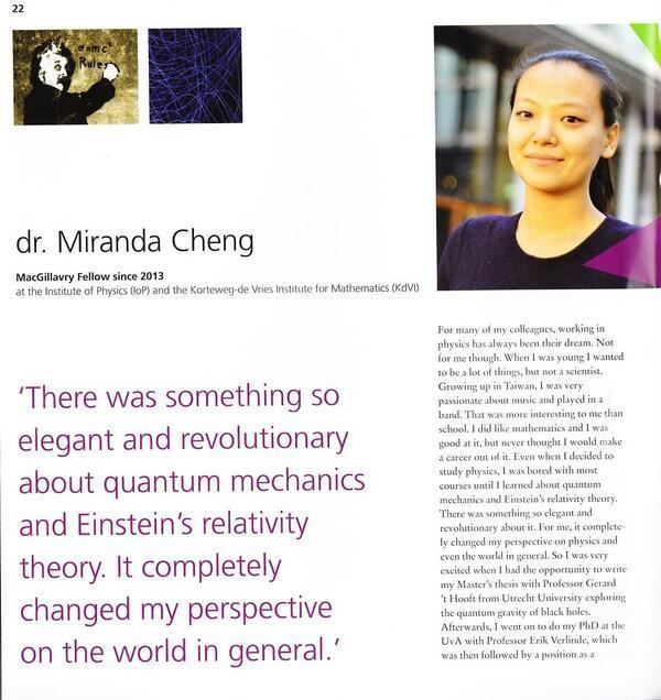 Miranda Cheng Delta ITP on Twitter quotToday Miranda Cheng math phys was honored