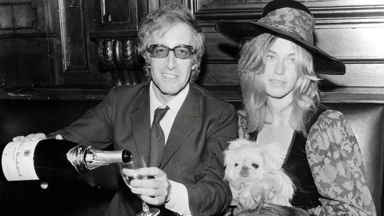 Miranda Quarry and Peter Sellers celebrating after their wedding in 1970. Her dogs were her bridesmaids