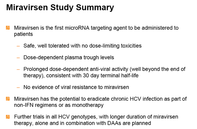 Miravirsen FINAL RESULTS Randomized Doubleblind Placebocontrolled Safety