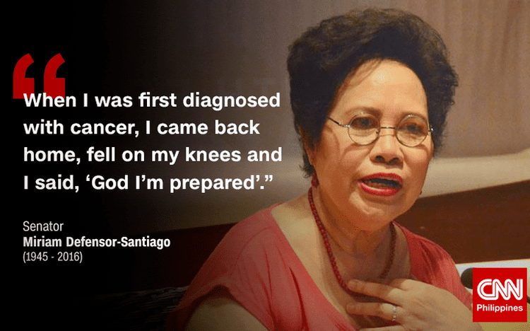 Miriam Defensor Santiago Sen Miriam DefensorSantiago dies CNN Philippines