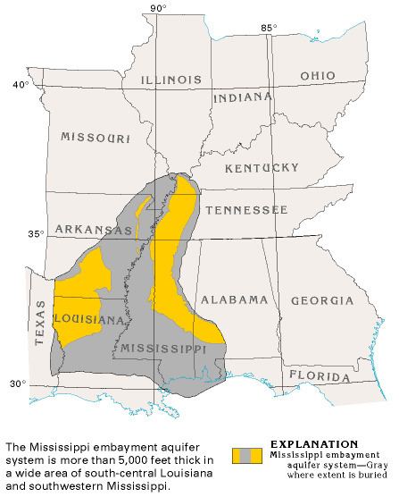 Mississippi embayment Mississippi embayment aquifer system extent