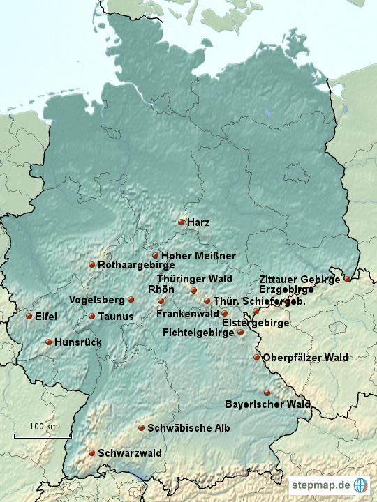 Mittelgebirge Mittelgebirge in Deutschland von stedoy Landkarte fr Deutschland