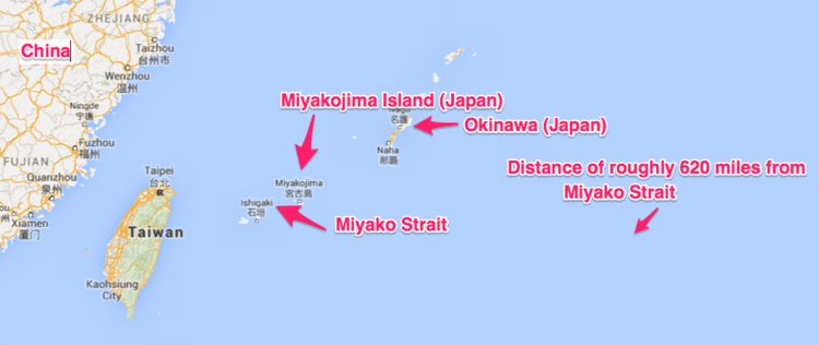 Miyako Strait China just flew longrange bombers deep into the Pacific and it39s