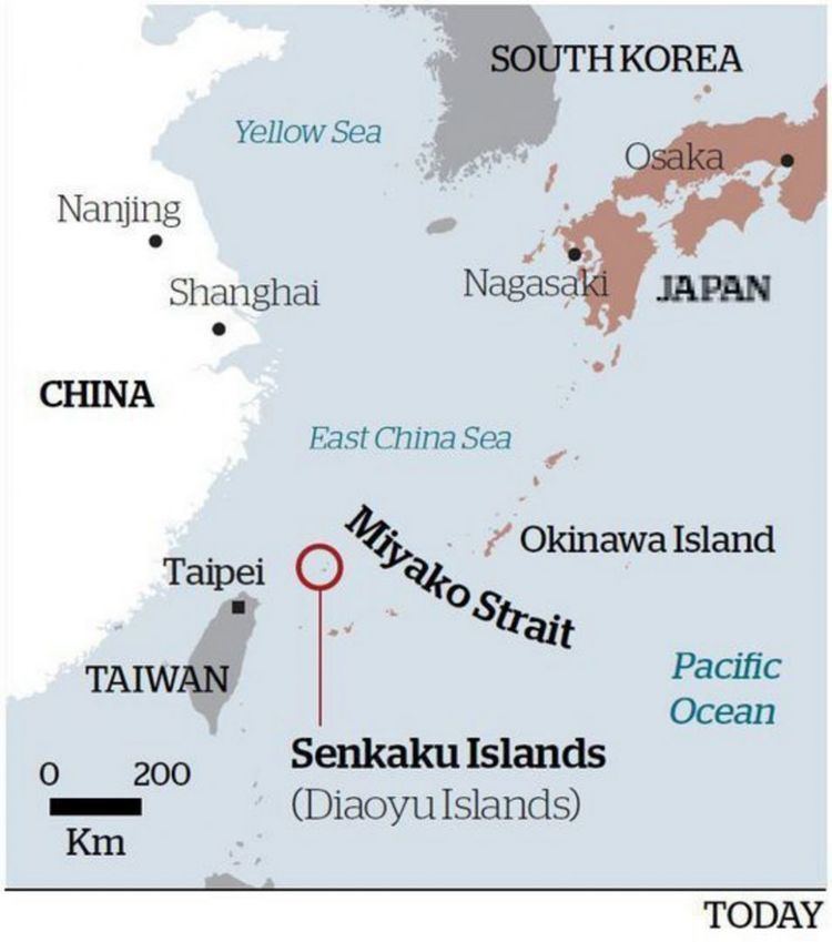 Miyako Strait Chinese air force flies near Japanese islands for the first time