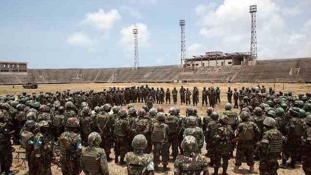 Mogadishu Stadium Somali FA asked for African Peacekeeping troops to leave the
