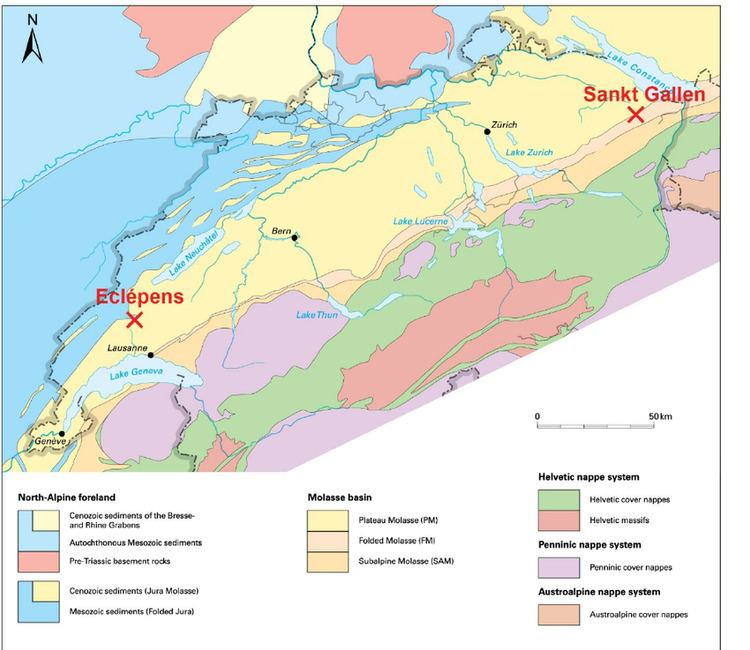 Molasse basin Main tectonic units of the Swiss Molasse Basin and Figure 1 of 6