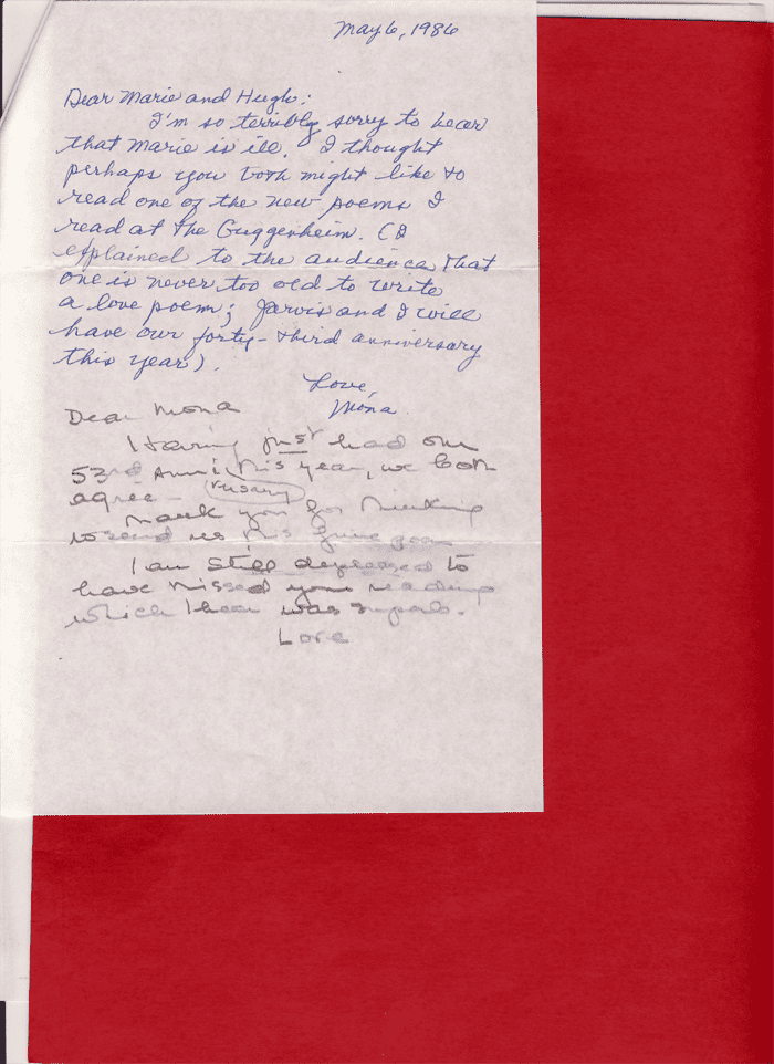 Mona Van Duyn From the Archive Mona Van Duyns 1986 Letter and Late Loving