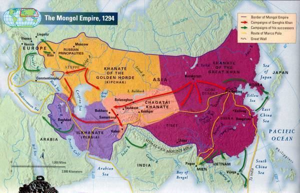 Expansion of Mongol Empire in 1294