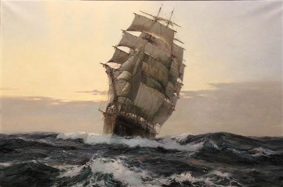 Artwork by Montague Dawson, UP SHE RISES - THE SHIP NORTH AMERICA, Made of Oil on canvas
