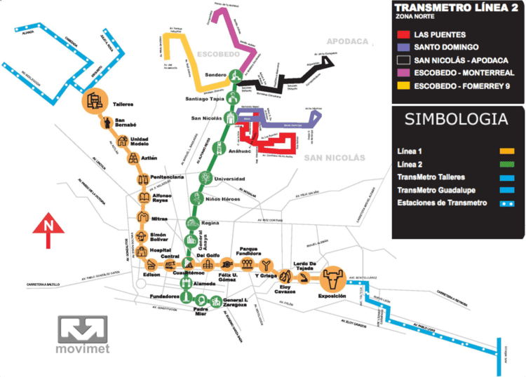 Monterrey Metro Lineas de Metro y Transmetro Movimetcom