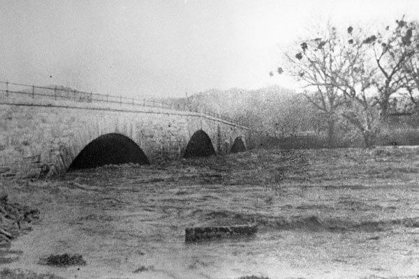 Monticello, California Putah Creek Bridge during flood Monticello Death of a Valley
