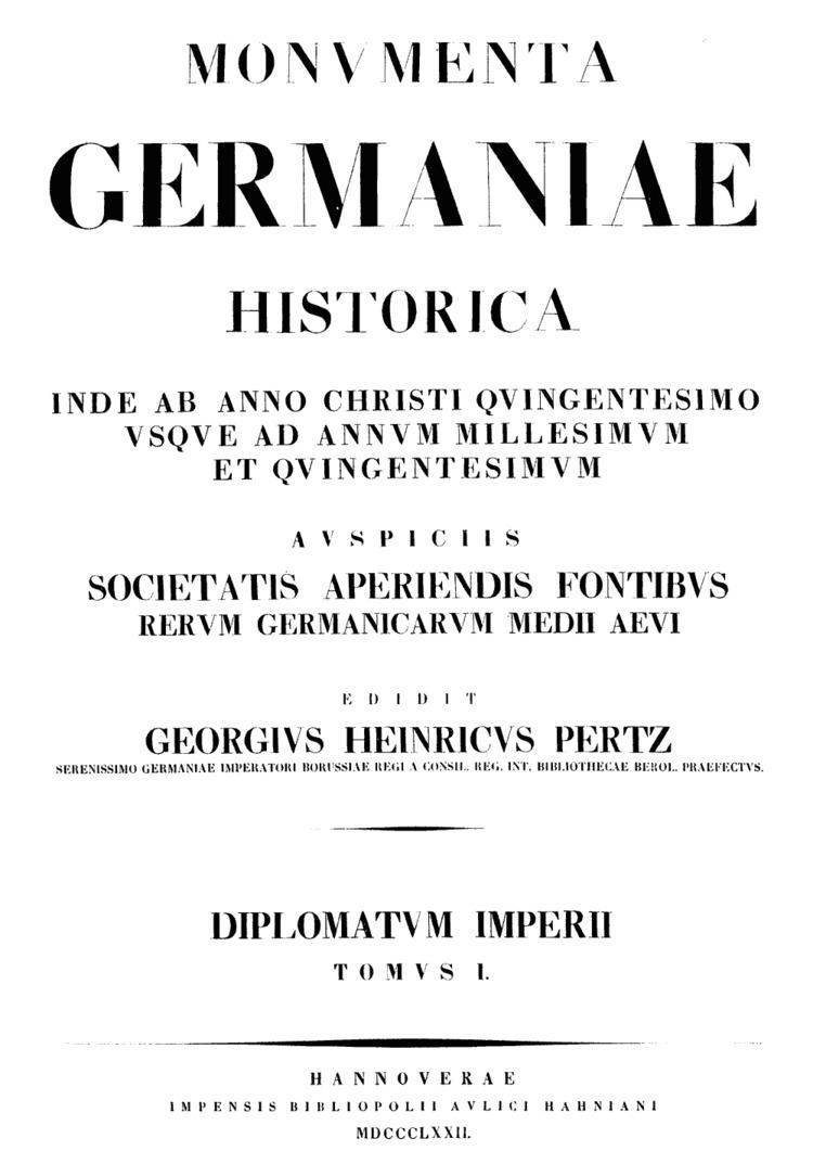 Monumenta Germaniae Historica httpsuploadwikimediaorgwikipediacommons99