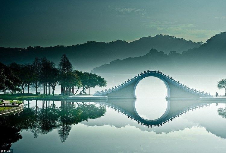 Moon bridge The Moon Bridge in Taipei is captured in a misty magical setting in