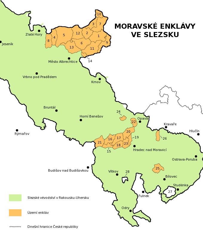 Moravian enclaves in Silesia